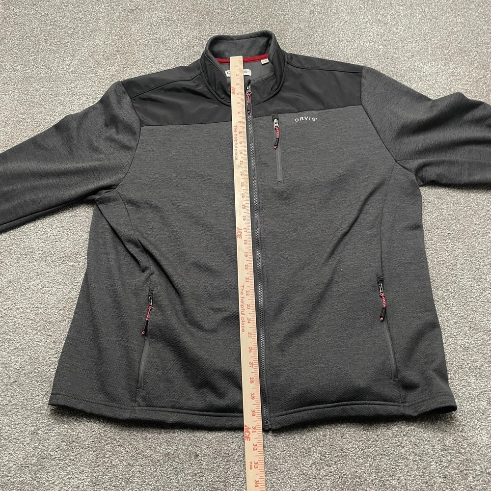Orvis Jacket Mens 2XL Gray Black Full Zip Softshell Chest Pocket Outdoor - Picture 4 of 7